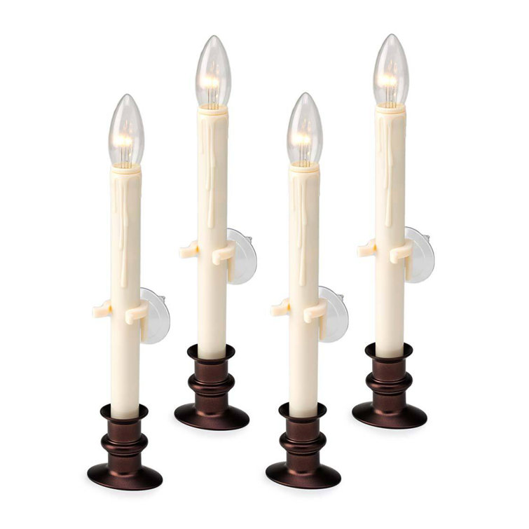 Evergreen Enterprises, Inc. Unscented Flameless Taper Candle with Metal